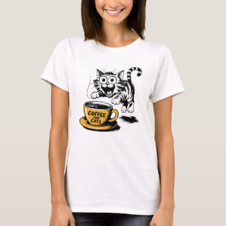 Camiseta Un dibujo artístico de un gato adorable con una ta