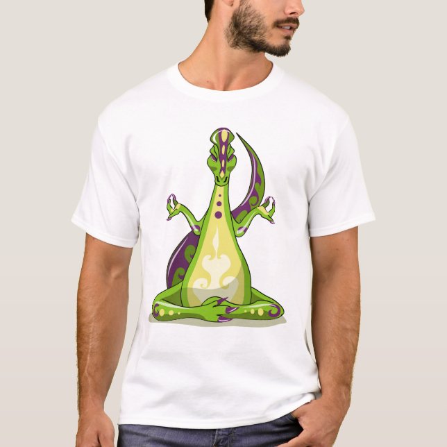 Camiseta Un Dinosaurio Iguanodon Personalizado Haciendo Yog (Anverso)