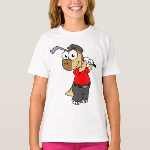 Camiseta Un Dinosaurio Pachycephalosaurio Jugando Golf.
