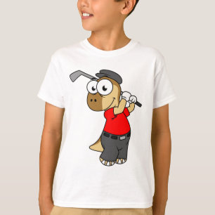 Camiseta Un Dinosaurio Pachycephalosaurio Jugando Golf.