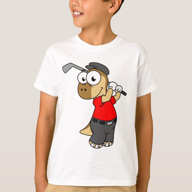 Camiseta Un Dinosaurio Pachycephalosaurio Jugando Golf. (Anverso)