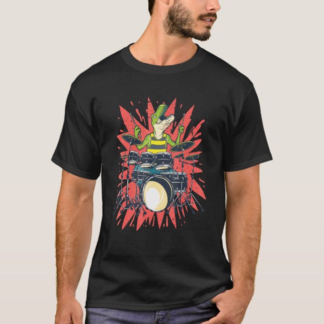 Camiseta Un Dinosaurio Tocando Los Tambores (Anverso)