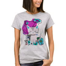 Un diseño colorido de un amante de los gatos de mo