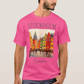 Camiseta Un Diseño De Acuarela De Estocolmo - Suecia