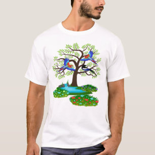 Camiseta Un diseño muy lindo de un cuco y un loro volando