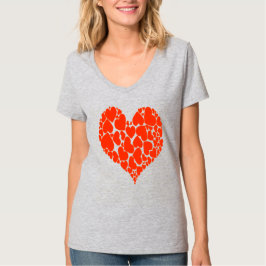Camiseta Un diseño romántico de corazón de tonos monocromát