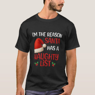 Camiseta Un divertido diseño de lista traviesa de Navidad