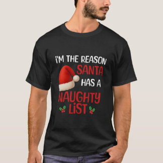 Camiseta Un divertido diseño de lista traviesa de Navidad