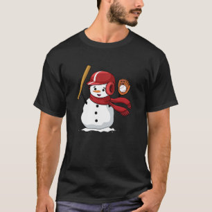 Camiseta Un divertido muñeco de nieve jugando al béisbol