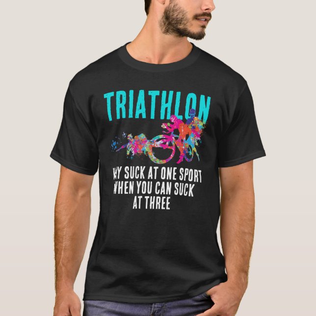 Camiseta Un divertido y colorido Triatlón deportivo Sarcást (Anverso)