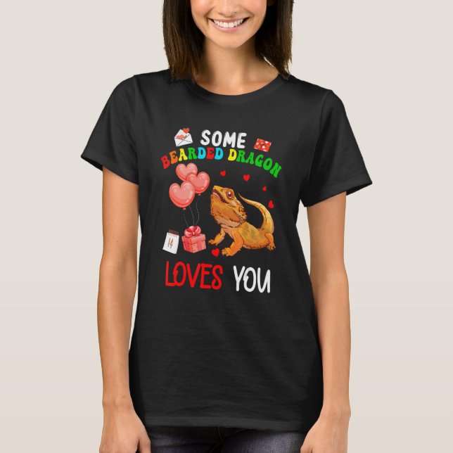 Camiseta Un dragón con barba te ama El día de San Valentín (Anverso)