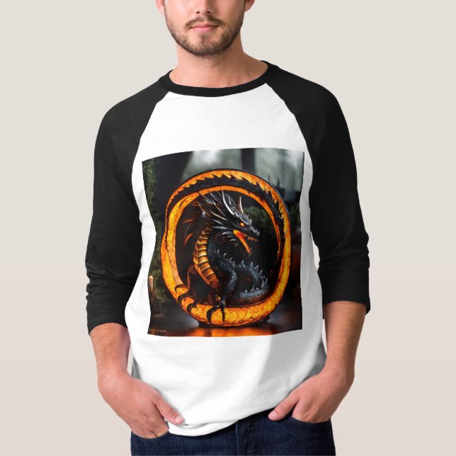 Camiseta Un dragón de cuero cabelludo negro bellamente ater (Anverso)