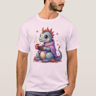 Camiseta Un dragón envuelto en una manta libro y café 