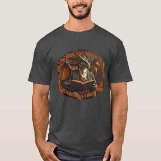 Camiseta Un dragón leyendo para aprender y disfrutar.