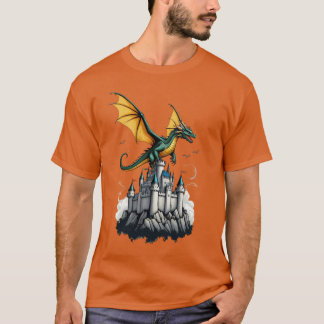 Camiseta un dragón sobrevolando un castillo T-Shirt