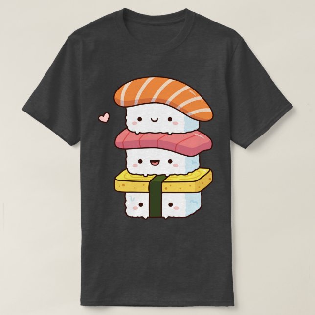 Camiseta Un dulce sushi de trio de comida japonesa (Diseño del anverso)