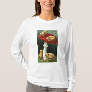 Camiseta Un EasterChicks feliz en seta roja