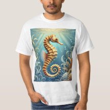 Un elegante caballito de mar nadando bajo el agua