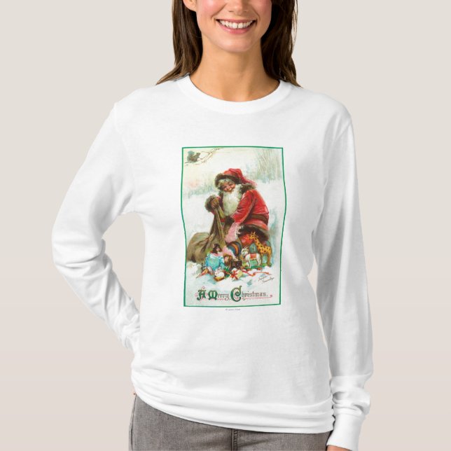 Camiseta Un embalaje de Santa de las Felices Navidad juega (Anverso)