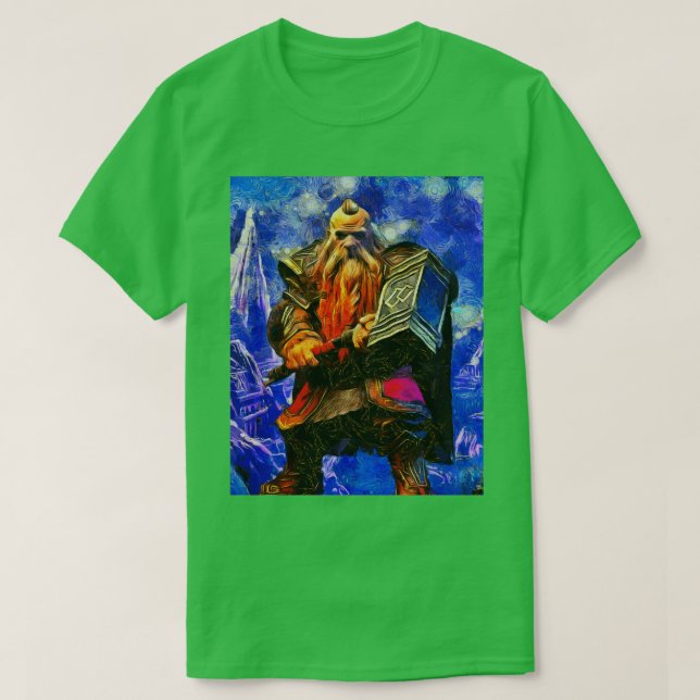 Camiseta Un enano con un arte martillo de guerra (Diseño del anverso)