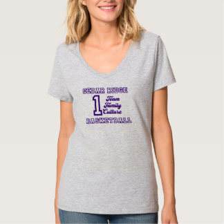 Camiseta Un equipo de damas grises en el cuello