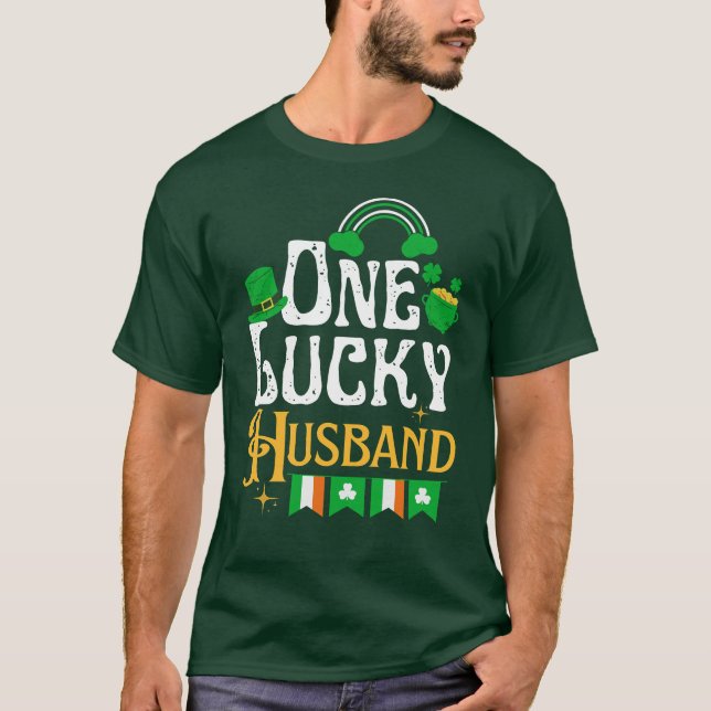 Camiseta Un esposo afortunado, St Patricks Day, Irlandés gr (Anverso)