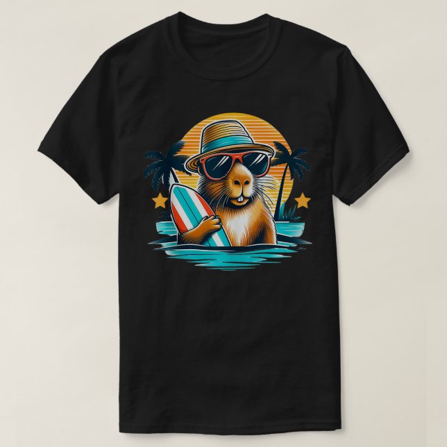 Camiseta un extraño capibara de roedor usando gafas de sol  (Diseño del anverso)