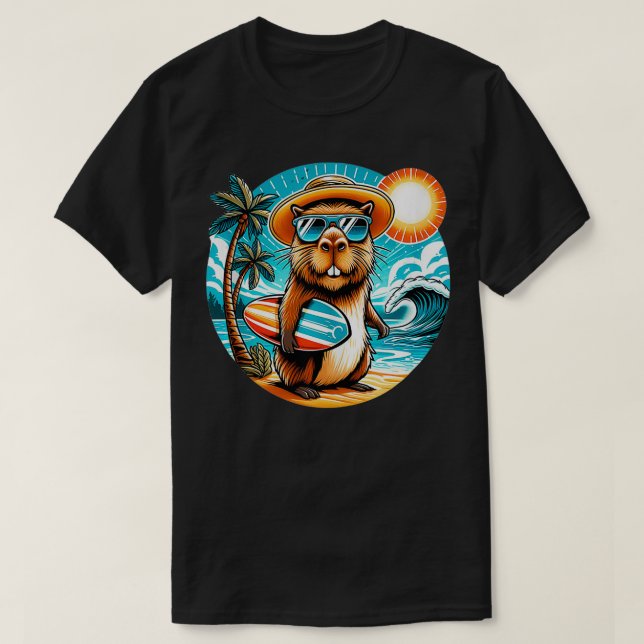 Camiseta un extraño capibara de roedor usando gafas de sol  (Diseño del anverso)