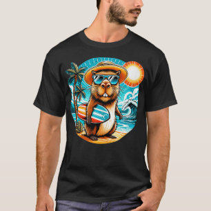 Camiseta un extraño capibara de roedor usando gafas de sol