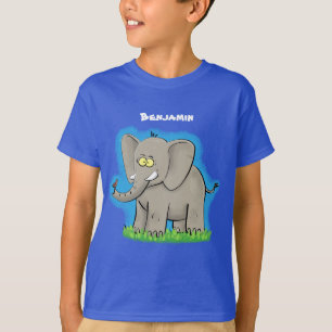 Camiseta Un extraño elefante gracioso con un pájaro en el p