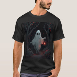 Camiseta Un fantasma blanco que sostiene una linterna roja