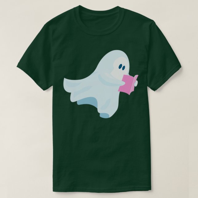Camiseta Un fantasma lindo leyendo un libro (Diseño del anverso)