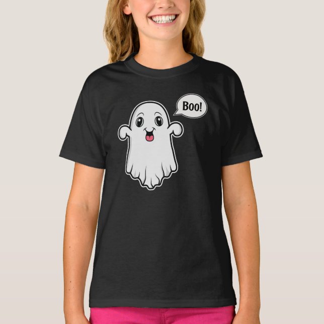 Camiseta Un fantasma Personalizado que dice Boo Halloween (Anverso)
