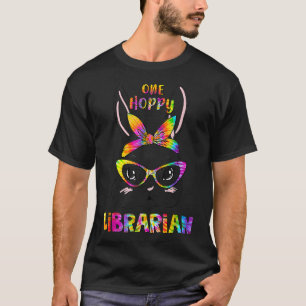 Camiseta Un Feliz Conejo Bibliotecario Cara Corbata Tinte E