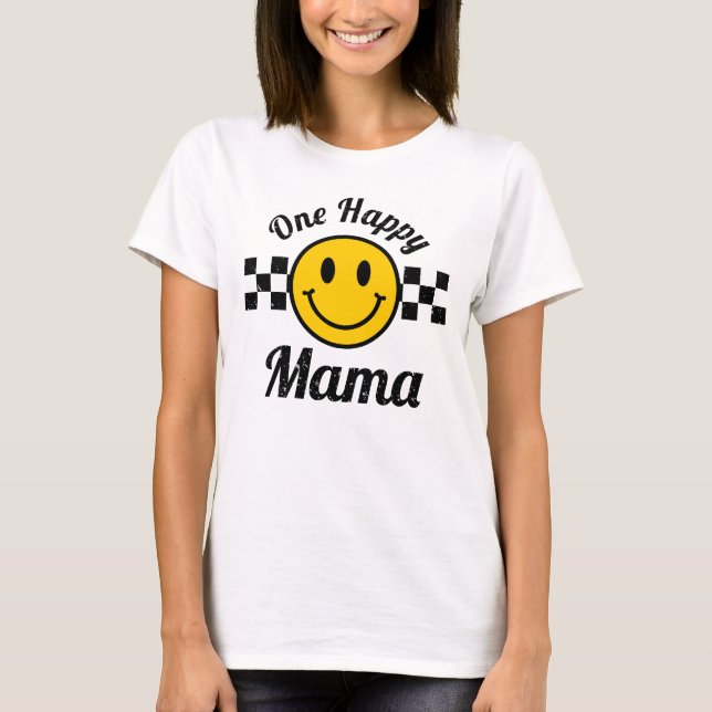 Camiseta Un feliz mamá sonrisa amarilla cara cumpleaños coi (Anverso)