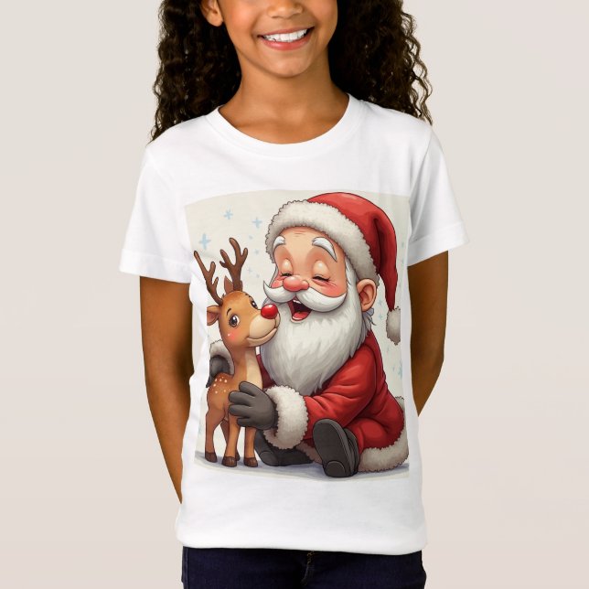 Camiseta Un feliz Navidad con un lindo Papá Noel tocando (Anverso)