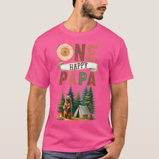 Camiseta Un feliz oso de campamento de primer cumpleaños de