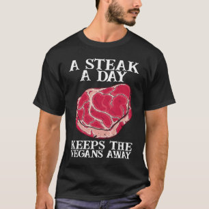 Camiseta Un filete al día carne de ternera cruda comida car
