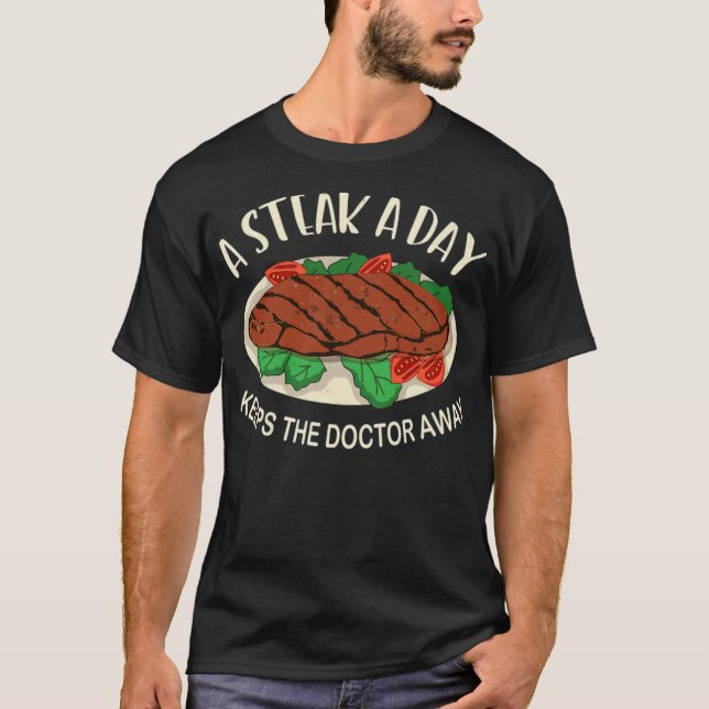 Camiseta Un filete al día mantiene al Médica alejado (1) (Anverso)