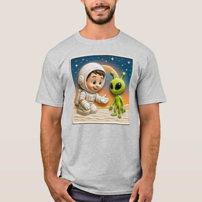 Camiseta Un garçon cosmonaute salue un martien (Anverso)
