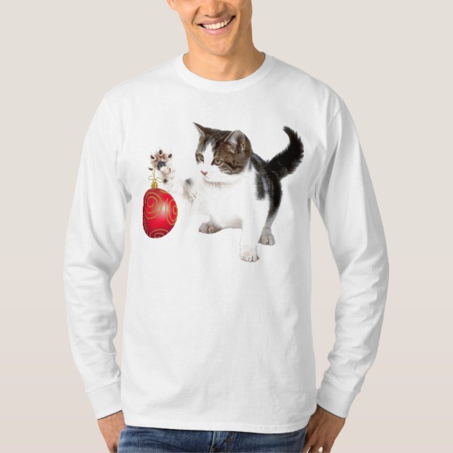 Camiseta Un gatito adorna su árbol de navidad (Anverso)