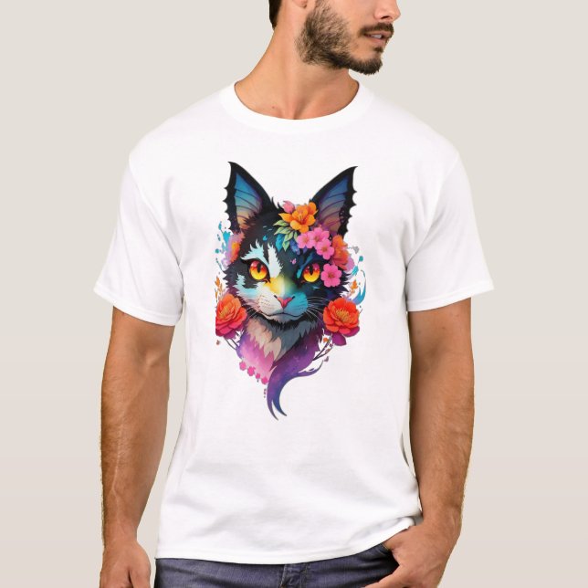 Camiseta Un gatito "BATCAT" divertido con orejas de murciél (Anverso)