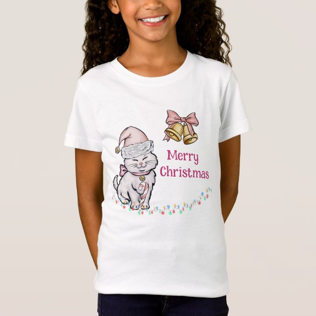 Camiseta Un gatito de Navidades con un nombre personalizado (Anverso)
