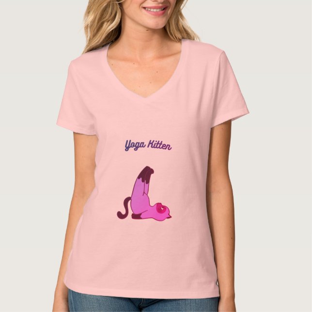 Camiseta Un Gatito De Yoga Cute Pose T-Shirt (Anverso)