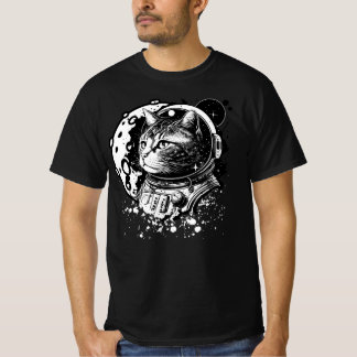 Camiseta Un gatito espacial con luna. Gato astronauta