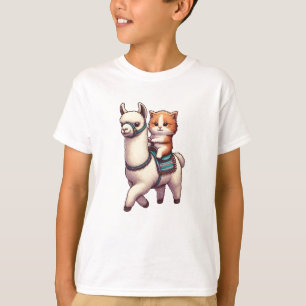 Camiseta Un gatito gatito montando llama fluida, gato y lla