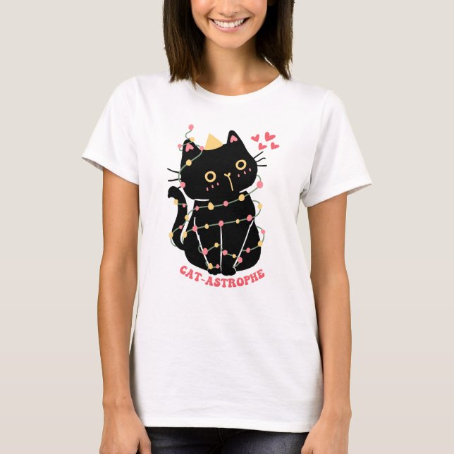Camiseta Un gatito negro en una catástrofe de gatos (Anverso)