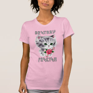 Camiseta Un gatito retro lindo - Destruye el fascismo