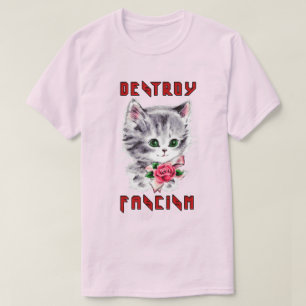 Camiseta Un gatito retro lindo - Destruye el fascismo