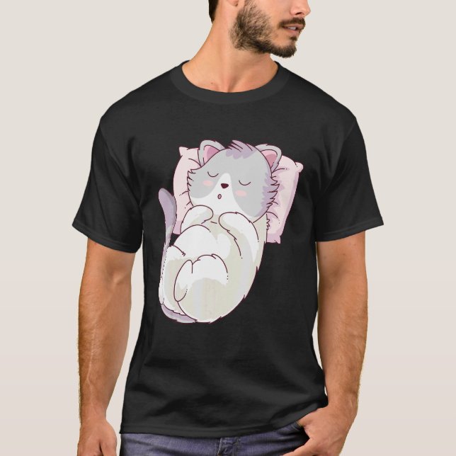 Camiseta Un Gato Aburrido Durmiendo En Una Almohada Para Lo (Anverso)
